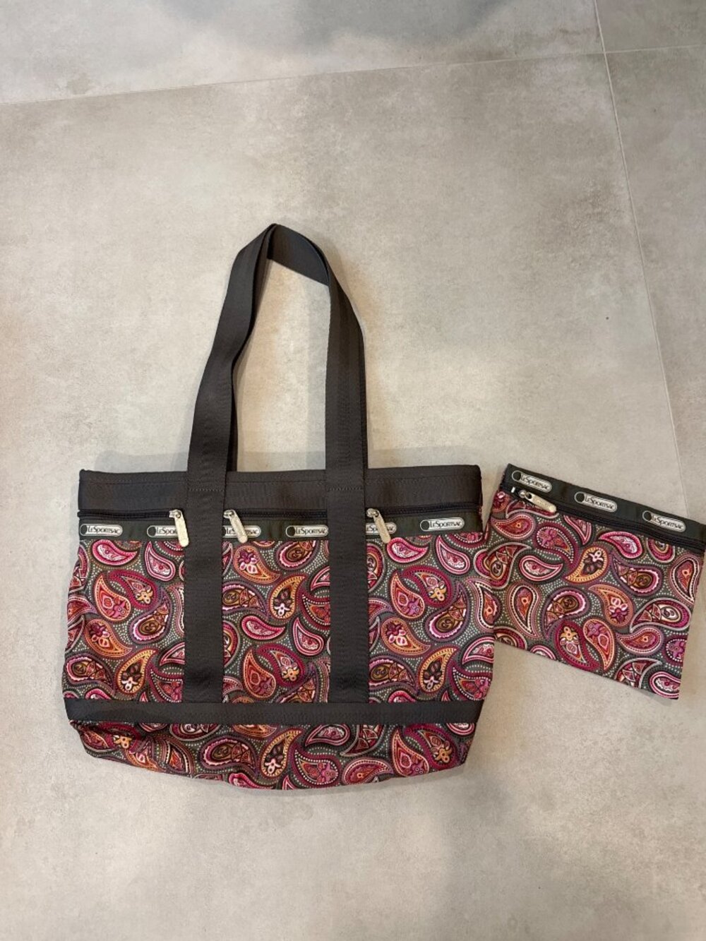 LeSportSac Paisley Travel Tote Shopper Shoulder Bag 16x12 Medium